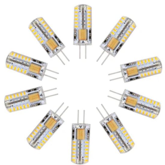 (image for) 10 Pack G4 LED Light Bulb Bi-Pin Silicon Encapsulation 12V 2W 140-160Lumen 48x3014 LEDs Dimmable 20W Equivalent