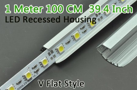 (image for) LED Aluminium Profile LED Strip Light Aluminium Profile 1M V Flat Type Rail Aluminium