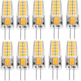 10 Pack G4 LED Light Bulb Bi-Pin Silicon Encapsulation 12V 2.5 W CRI>80 290-310Lumen 20x2835 LEDs 25W Equivalent