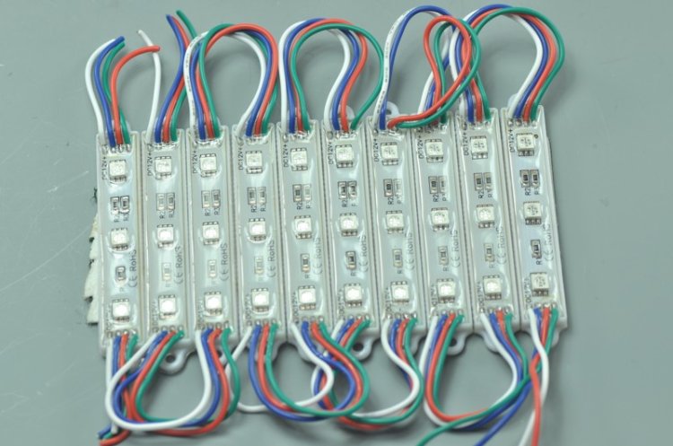 (image for) 5050 SMD LED Modules RGB 3 LED 5050 Modules 75x12MM 12V 0.75W Waterproof Modules