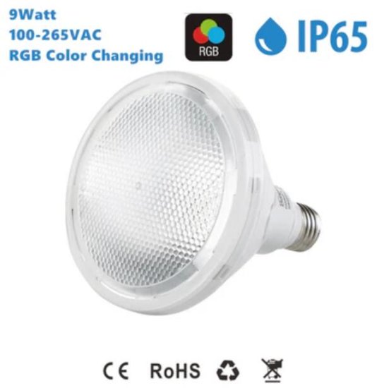 (image for) Outdoor PAR38 LED Light Bulb 9W RGB Color Changing Light 60-degree Beam E27/E26 AC100-265V Non-Dimmable Waterproof IP65 Par Light