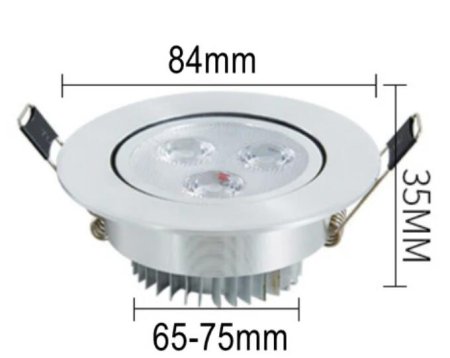 (image for) Directional 3W (Three 1 watt) LED Downlight with 2.55in-2.95in Cutout and 3.3in Trim