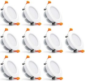 10 Pack 5W Dimmable Antifog LED Downlight CRI80 Flat Diffuser Ceiling Light -2.56'' Cutout