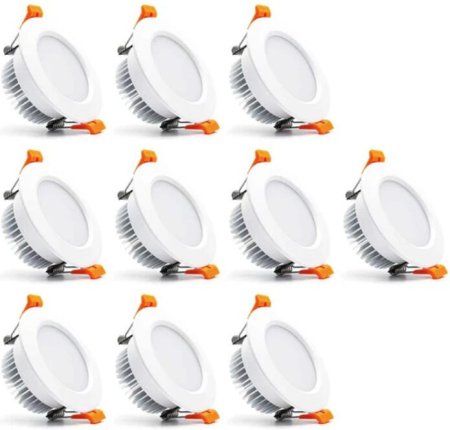 (image for) 10 Pack 5W Dimmable Antifog LED Downlight CRI80 Flat Diffuser Ceiling Light -2.56'' Cutout