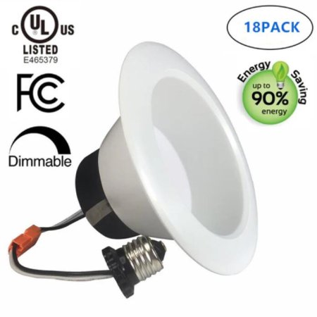 (image for) 18 Pack UL CUL Listed Dimmable 6 Inch 120V AC 17W 1400 Lumen LED Retrofit Downlight Kit