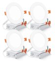 (image for) 4Pack 4 Inch Ultra-Thin Recessed Ceiling Light 9W 650LM Dimmable LED Downlight Ceiling Light with Junction Box