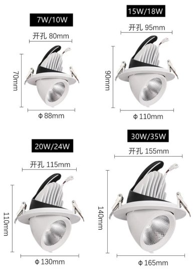 (image for) 10W / 18W / 24W Home Design Roof Recessed Mounting Fixture Downlights