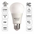 (image for) 9W UL CUL Approved 9 Watt 800 Lumen 2700K Warm White E26 Edison Screw Medium Base A19 LED Light Bulb, 75 Watt Bulb Equivalent