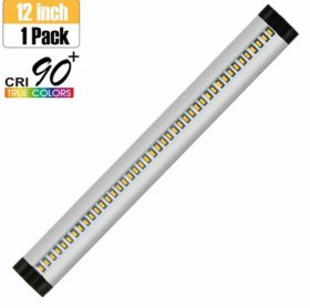 1 PACK 7mm Thick Silver Finish LED Under Cabinet Lighting Dimmable Kit CRI90 300LM SMD2835 12V 5W with Dimmer & Power Supply Included
