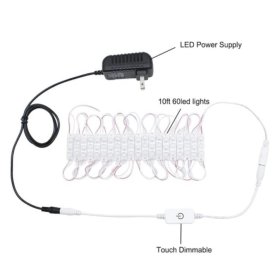 DIY Hollywood Style LED Vanity Mirror Lights Kit Dimmable Lighting, 10FT/20W-60leds, Daylight White, Waterproof IP67 with dimmable and power supply