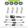 (image for) 4pcs Pack LED Under Cabinet Lighting 2.5W 12VDC Ultra Thin, 3 Switches are Available Controllable Puck Light for Motorhome, Caravan, Truck, Kitchen, Wine Cabinet, Wardrobe