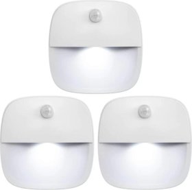 3 Pack LED Motion Sensor Light, Cordless Battery-Powered LED Night Light, Wall Light, Closet Lights, Safe Lights for Stairs, Hallway, Bathroom, Kitchen, Cabinet (White)