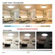 (image for) 36W 19.68 inch (500mm) odern LED Flush Mount Ceiling Light Fixture Round Acrylic Shade White Finish Mushroom Shape and CCT changable with RF control