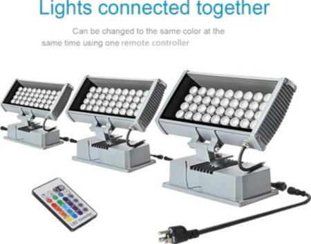(image for) 3pcs Pack LED RGB Wall Washer Lights with Remote Controller, 36W Waterproof Color Changing Wall Washer LED Light for Outdoor/Indoor Lighting Projects, Hotels, Building Wall Decorations