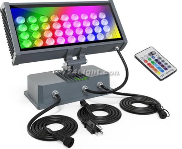 (image for) 3pcs Pack LED RGB Wall Washer Lights with Remote Controller, 36W Waterproof Color Changing Wall Washer LED Light for Outdoor/Indoor Lighting Projects, Hotels, Building Wall Decorations