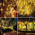 (image for) 3PCS Pack of Christmas Lights Meteor Shower Rain Lights 8 Tube 12 Inch Waterproof Plug in Falling Rain Fairy String Lights for Halloween Christmas Holiday Party Home Patio Outdoor Decoration