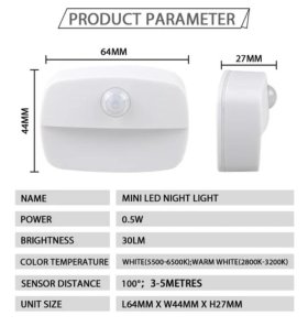 4Pack PIR Motion Sensor LED Night Light, Motion Activated Under Cabinet Light, Battery Operated Stick-on Anywhere Motion Activated for Kitchen Stairway (Battery not included)