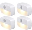 (image for) 4Pack PIR Motion Sensor LED Night Light, Motion Activated Under Cabinet Light, Battery Operated Stick-on Anywhere Motion Activated for Kitchen Stairway (Battery not included)