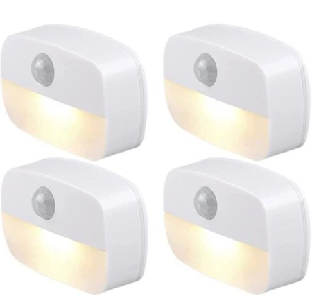 (image for) 4Pack PIR Motion Sensor LED Night Light, Motion Activated Under Cabinet Light, Battery Operated Stick-on Anywhere Motion Activated for Kitchen Stairway (Battery not included)