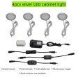(image for) 4pcs Pack Round LED Under Cabinet Lighting Stainless Steel LED Puck Light 2W 12VDC, 3 Switches Optional Controllable Puck Light for Motorhome, Caravan, Truck, Kitchen, Wine Cabinet, Wardrobe