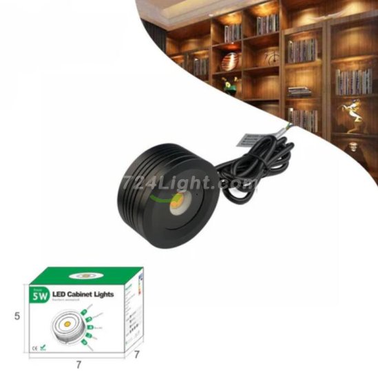 (image for) 2Pack 5W Waterproof LED Puck Light IP65 Rated LED Undercabinet Light Dimmable Outdoor LED Wall Light