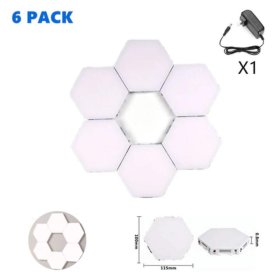 6 Pack Hexagonal LED Wall Light, DIY Modular Touch Sensitive Lights LED Night Light