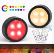 (image for) 6 Pack LED Puck Lights, Black Finsih with Remote, RGBW Color Changing Under Cabinet Lights Wireless,13 Colors Changeable LED Closet Light Dimmable,AA Battery Operate Push Night Lights with Timer Function