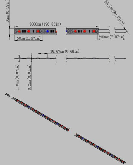 (image for) Plant Growth RED:BLUE /660nm:460nm LED Grow Light SMD5050 60LEDs 12V 14.4W Per Meter Strip