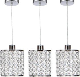 3 Pack Adjustable Chrome Crystal Chandeliers for Kitchen Dinning Room Bedroom 3 Lighting Colors 3000K/4000K/6000K（CCT Adjustable）