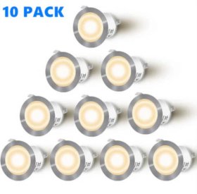 10 Pack Outdoor Recessed LED Deck Lights Kits IP67 Waterproof Inground LED Step Lights Kit for Garden, Yard, Steps， Bath Room and Kitchen