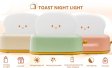 (image for) 2pcs Pack (1Green+1Pink) Dimmable LED Toast Night Light Rechargeable Desk lamp with Timer for Baby Girls Boys