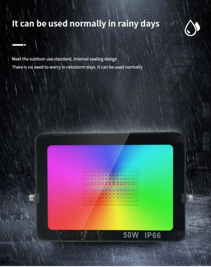 (image for) 2 Pack 50W RGBCW Outdoor LED Floodlight WiFi Bluetooth RGBCW 2700K-6500K & 16 Million Colors, LED Landscape Lights, IP66 Waterproof