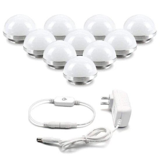 (image for) Hollywood Style LED Vanity Mirror Lights Kit with 10 Dimmable Medium Size Light Bulbs, Perfect for Makeup Vanity Table Set in Dressing Room