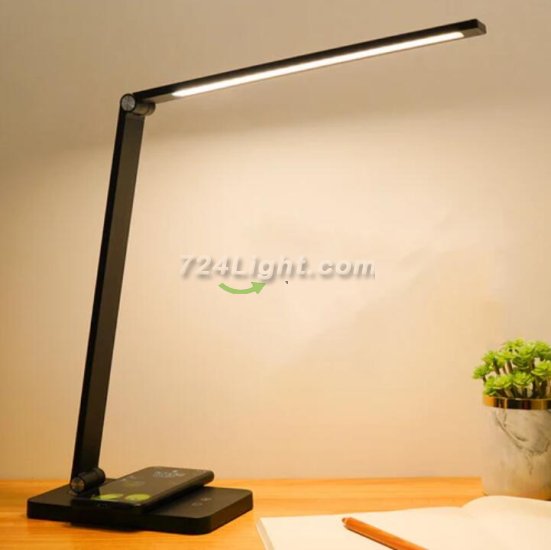 (image for) LED Desk Lamp with Wireless Chargers and USB Charging Port for Home Office, Desk Light withTimer for Reading, Study, Crafts