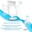 (image for) Tri-Fold LED Makeup Mirror w/ 360° Rotation, 3x/2x Magnification, 32 LEDs, Touching Dimmer and Dual Power Supply for Lighted Vanity Mirror