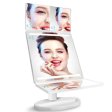 (image for) Tri-Fold LED Makeup Mirror w/ 360° Rotation, 3x/2x Magnification, 32 LEDs, Touching Dimmer and Dual Power Supply for Lighted Vanity Mirror