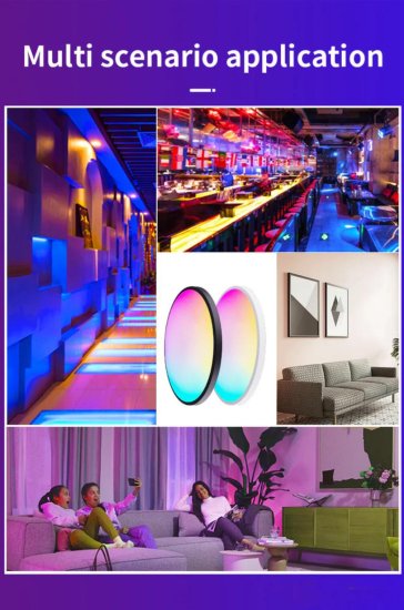 (image for) 2 Pack 24W 12'' Smart RGBCW Ceiling Light Fixtures RGB Color Changing, 2700K-6500K Adjustable with Dimmable Brightness, Compatible with Alexa/Google Home/APP Control WiFi Light for Bedroom/Kid's Room/Party