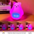 (image for) White Bear Clock and LED Night Light Rechargeable RGB Color Nursery Lamp Remote Controlled for Baby Girls Boys