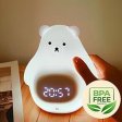 (image for) White Bear Clock and LED Night Light Rechargeable Nursery Lamp with Timer for Baby Girls Boys