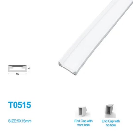 (image for) 1M/5M/10M/20M Pack of T0515 LED Neon Light Housing Kit with End Caps and Mounting Clips, Flexible Neon Channel Fit for 12mm Wide LED Strip Lights