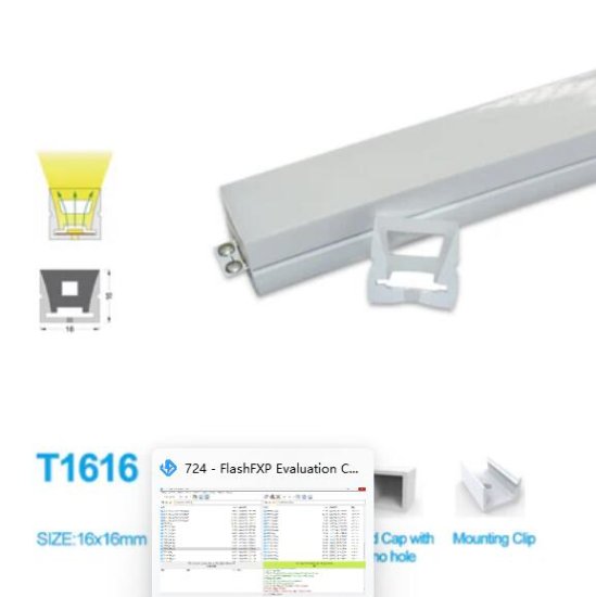 (image for) 1M/5M/10M/20M Pack of T1616 One Face Emitting LED Neon Light Housing Kit with End Caps and Mounting Clips, Flexible Neon Channel Fit for 10/12 Wide LED Strip Lights