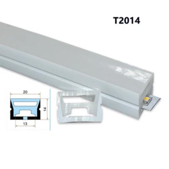 (image for) 1M/5M/10M Pack of T2014 LED Neon Light Housing Kit with End Caps and Mounting Clips, Flexible Neon Channel Fit for 12mm Wide LED Strip Lights