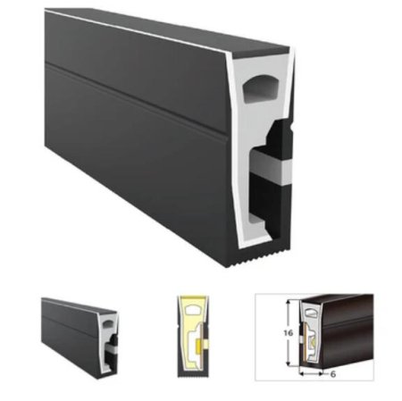 (image for) 16.4FT(5Meters) 06*16mm 120° Side Insert Top Emitting IP67 Waterproof Flexible Full Black Silicon LED NEON Tube Housing Fit for 8mm Wide LED Strip Light