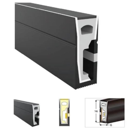 (image for) 16.4FT(5Meters) 06*16mm 120° Side Insert Top Emitting IP67 Waterproof Flexible Full Black Silicon LED NEON Tube Housing Fit for 8mm Wide LED Strip Light