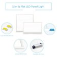 (image for) 1'x2' (295x595 mm) 24 Watt LED Panel Light in 0.39'' (10mm) Thick White Trim Flat Sheet Panel Lighting Board Super Bright Ultra Thin Glare-Free