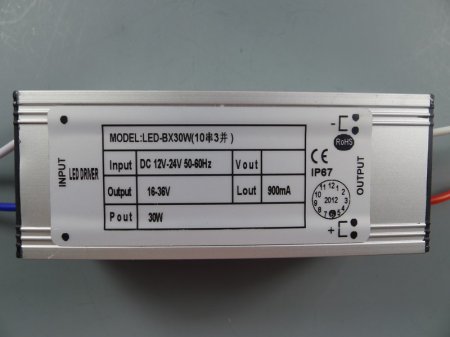 (image for) 30W LED Power Supply Low Pressure Waterproof AC 12-24V Input 900mA DC 25V-36V Output LED Driver For LED Tubes Spotlight Ceiling Light