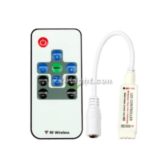 (image for) RF Wireless Mini LED Controller with 10-key Remote 5V-24V 12A / 3 Channels for RGB/GRB LED Strip SMD5050 SMD3528 Color Changing