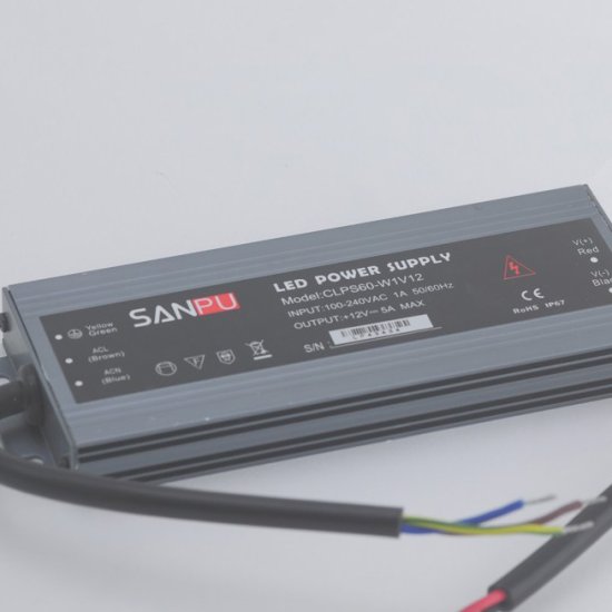 (image for) Super Slim Waterproof 12V 5A LED Power Supply 60 Watt LED Power Supplies Rain-proof For LED Strips LED Light