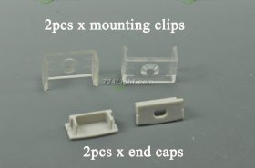 Additional LED Channel additional end caps and mounting clips