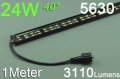 (image for) Black 1Meter Double Row Waterproof LED Strip Bar 39.3inch 5630 Rigid LED Strip 12V With DC connector 144LEDs/M